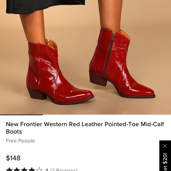 Free People Shoes - Free People New Frontier Red Leather Pointed-Toe Boots in size 10.5/41